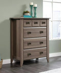 Dresser with Vintage Drawer Ring Pull Handles 4 Pack With Hidden Screws in Antique Pewter Zinc Alloy, shown in a bedroom setting.