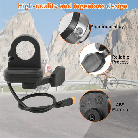 Right Hand Thumb Throttle For E Bike And E Scooter 3 Pin Replacement With Waterproof Connector Ergonomic Design Easy Install 22mm Handlebar Fit Direct Replacement Accelerator For Electric Bike And Scooter