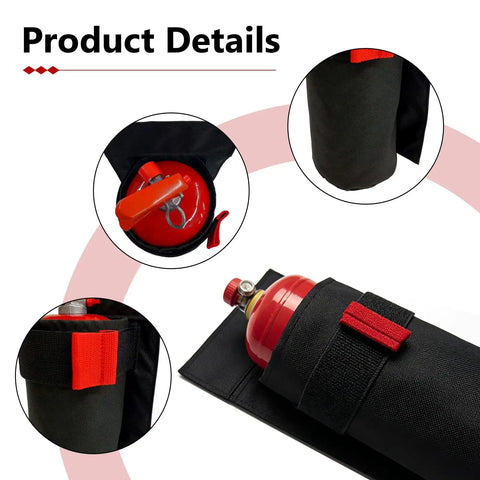 Heavy Duty Built Tough Roll Bar Fire Extinguisher Holder With Adjustable 600D Oxford Storage Bag Universal Quick Clip Strap Fits Most Cars Trucks Suv Safety Gear