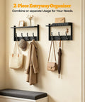 Slick Wall Mount Coat Rack With Bamboo Shelf And Heavy Duty Hooks Perfect For Effortless Entryway Organization Holds Winter Jackets Backpacks And Tote Bags Top Shelf Storage arranged with coats and bags.