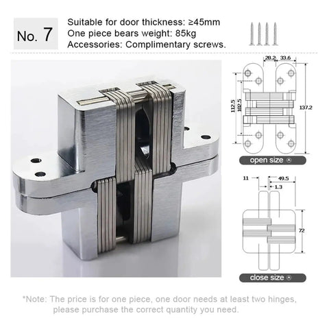 Top Shelf Heavy Duty Concealed Door Hinges With Flawless Invisibility And Buttery Smooth Operation Crafted From Premium Stainless Steel showing specifications and dimensions.