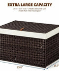 Massive Wicker Storage Basket With Lid, 104 Liter Rattan Blanket Box Holds A Ton Of Gear, Heavy Duty Home Organizer for family use.