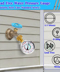 Oil Filled Water Pressure Gauge Three Quarter Inch GHT Female Thread 0 to 200 Psi Test Gauge Kit With Adapters installed outdoors.