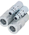 Bad Boy Heavy Duty Air Hose Fittings Rock Solid Three Eighths Inch Npt Air Coupler Plug Kit with six locking balls for secure use.