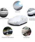 Weatherproof Car Cover for Sedans Up To 200 Inches With Door Zipper, UV And Snow Protection, Dustproof Shield, 150D Oxford