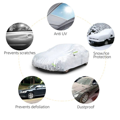 Weatherproof Car Cover for Sedans Up To 200 Inches With Door Zipper, UV And Snow Protection, Dustproof Shield, 150D Oxford