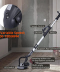 Drywall Sander With 750W Power, Seven Variable Speed Settings From 900 To 1800 RPM, LED Work Light in room setting