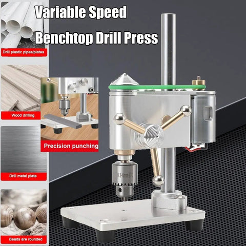 High-Performance Precision Benchtop Drill Press With Jt0 Chuck, 360-Degree Rotation And Variable Speed 400-4500Rpm for wood and metal.