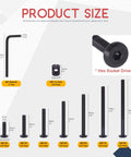 Product size chart showing M6 hex socket head screws bolts barrel nuts hardware kit.