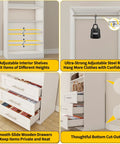 Modular Closet System With Nine Drawers And Eight Shelves For Walk In Rooms Includes Ten Hang Rods Slick Integrated Lighted Vanity Mirror And Shoe Rack total game changer for dead simple organization showcasing adjustable shelves and smooth-slide wooden drawers.