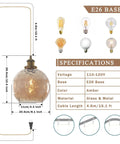 Specifications of Plug In Pendant Light With Dimmable Switch And Blue Glass Hammered Globe Shade For Dining Room Kitchen Island And Bedroom Dope Farmhouse Vibe Hanging Light Fixture On Cord Six Candle Style