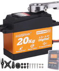 Beefy Waterproof High Torque RC Servo With Metal Gears 20Kg 25T Horn For 1/10 and 1/12 Scale RC Cars and Robots, front view