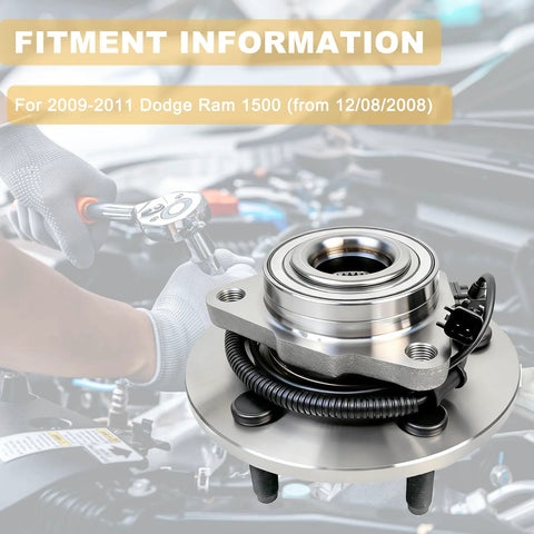 515126 Two Piece Front Wheel Hub And Bearing Assembly For 2009 2010 2011 Ram 1500 From December 2008 Direct Replacement