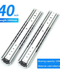 Beefy 76 Inch Wide Heavy Duty Industrial Slide Rail Drawer Guide Three Section With Smooth Silent Operation Rust Resistant Electroplated Or Powder Coated Steel Tracks And Ball Bearing Roller System 40 inch 1000mm steel slide rails