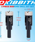 Front view diamond tile hole saw set, 2-piece, 3/4 inch diamond-tipped with pilot bit for porcelain and ceramic tiles