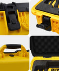Rugged Waterproof Case For 20V Max Tire Inflator DCC020IB With Custom Foam Insert showing latches and foam interior