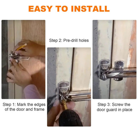 Installation steps for the Swing Bar Door Lock Latch With A Three Seven Eighths Inch Bar Length For Front Doors Keeps Door Slightly Ajar For Visibility And Ventilation Child Safety Guard Reinforcement Lock Hardware For Extra Security And Easy Install.