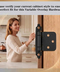 Matte Black Cabinet Door Hinges Two Pairs Four Pack Self Closing Half Inch Partial Overlay Semi Concealed Face Frame