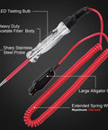 Pro Grade Led Automotive Circuit Tester Light With 6 to 24V Range And 135 Inch PU Extended Spring Wire Sharp Steel Probe image