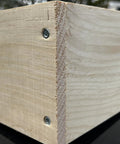 Corner view of screw construction on premium pine wood for Bee Hive Top Feeder With Floats, Fully Assembled Langstroth Beekeeping Gear