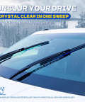 Premium Front Windshield Wiper Blades 26 Inch And 16 Inch Fit 2009 To 2018 Toyota Corolla And 2013 To 2021 Toyota Rav4 Oem Quality All Season Replacement Wipers Slip On Easy Setup Clean Sweep Guaranteed Pack Of Two mounted on a car windshield.