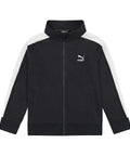 T7 Core French Terry Track Jacket For Boys Black Zip Front With Contrast Stripes Retro Athletic Style Officially Licensed Youth Sport Jacket Size Large