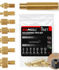 Eight Piece Soldering and Heat Set Tip Kit for Thread Inserts in 3D Printed Parts With M2 to M10 and Inch Sizes shown in packaging