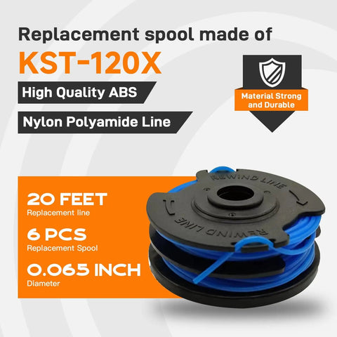 Kobalt 40V Cordless String Trimmer Spool Replacement For KST 120X Dual Line Autofeed Refills 20ft 0.065 In 8 Pack Compatible