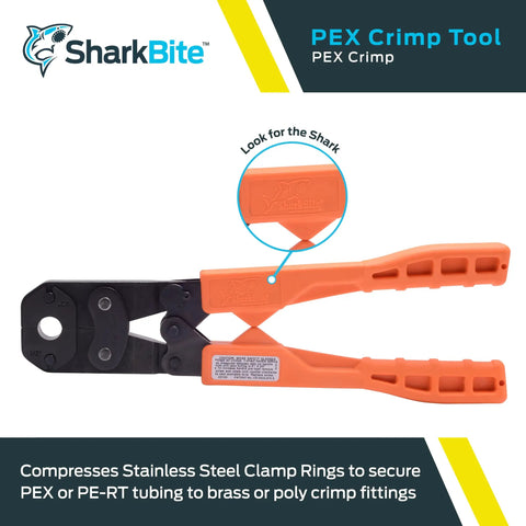 3/8 Inch To 2 Inch PEX Crimp Tool Multi-Head Kit with orange handles for securing PEX and PE-RT tubing, Model 23100