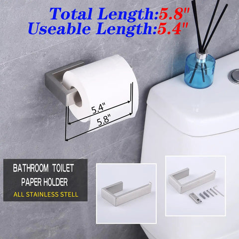 Contemporary Stainless Steel Wall Mounted Two Piece Bathroom Hardware Set With Brushed Finish For Towel Ring And Toilet Paper Holder