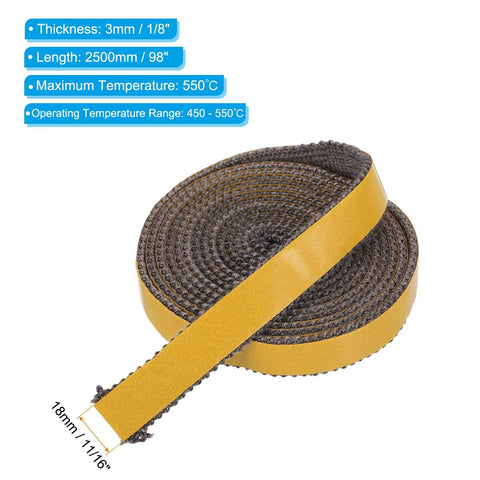 PATIKIL wood stove gasket, 98 inches long, flat graphite-fiberglass self-adhesive, black.
