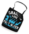 Fast Water Dragon Boat Tote Bag for Racing Crews And Water Sports Enthusiasts 16 By 16 Inch with black design and cotton straps