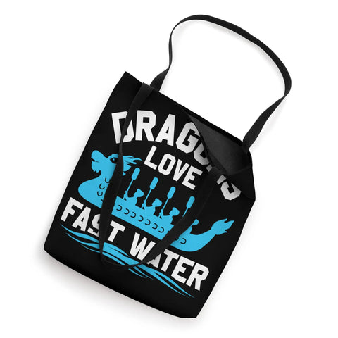 Fast Water Dragon Boat Tote Bag for Racing Crews And Water Sports Enthusiasts 16 By 16 Inch with black design and cotton straps