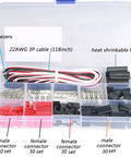 60 Sets Dope Servo Connector Kit with Male and Female JST SYP Plugs 2.54mm, SN 28B Dupont Crimp Tool, 22AWG Cables, and Tweezers in box