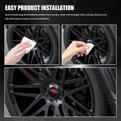 Installing Killer Aluminum Wheel Center Hub Caps Set Of 4 Universal Fit For Any Ride, waterproof and rustproof on black rims.
