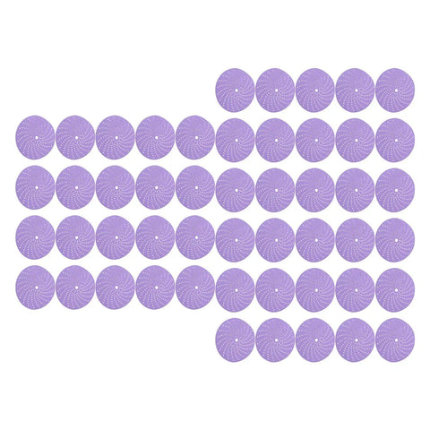 Ycauty 50 Pack Ceramic Sanding Discs for Wood Metal and Car, 6 inch purple discs with hook loop design for efficient dust control.