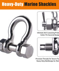 Three Eighths Inch Bow Shackle 2 Pack Saltwater Ready Marine Grade 316 Stainless Steel Beefy Anchor Shackle With Cotter Pin