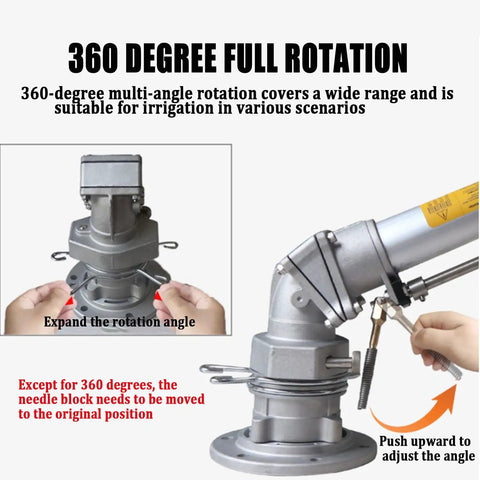 360 Degree Rotating Sprayer With Zinc Alloy Build Adjustable Nozzle Water Saving Pro Grade Tech For Crops And Lawns Delivers Even Coverage For Your Yard Includes 1.2M Bracket