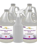 Isopropyl Alcohol 70 Percent Rubbing Alcohol Four Gallon Pack With Free Spray Bottle For External Use And Heavy Duty Cleaning Disinfecting And General Sterilizing All Purpose Household And Workshop Use, four 1-gallon jugs and sprayer