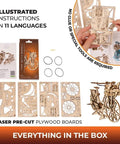 Hands On Dutch Bicycle 3D Puzzle Model With Rear Rack And Front Basket Amsterdam Themed Mechanical Toy For Brain Teaser Fans Includes Tiny Cat Dog And Flower Figures For The Basket. Wooden laser pre-cut board kit with illustrated instructions