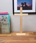 Killer Natural Unfinished Wood Crosses For Arts And Crafts Projects And 2 Pack Measuring 7.9 X 15.5 Inches on a rustic tabletop.