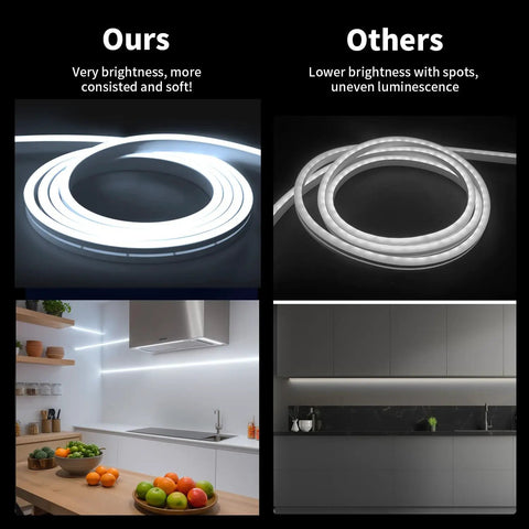 Comparison of 12V LED Strip Lights 16.4 Ft Dope Flexible Neon Rope Light White Waterproof Cuttable And Dimmable for kitchen use