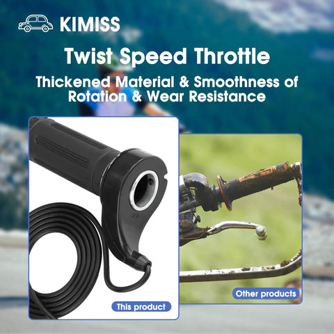 Universal Twist Throttle Grip For Electric Scooters And Bikes With Three Wires 12 24 36 48V Snappy Throttle Response For Pocket Bikes Mini Choppers And Karts Ride Ready With Smooth Power