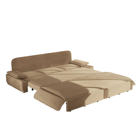 Cozy Corduroy 94.5 Inch Sleeper Sofa Bed 3 In 1 Convertible Couch King Size Pull Out Futon Sofa with Cloud Recliner and Pillow Arm