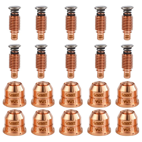 20Pcs 220971 And 20Pcs 220975 Electrodes 125A Nozzle Tips Kit For PMX125 Plasma Cutter Consumables Bundle displayed