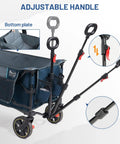 Heavy Duty Collapsible Wagon Cart With Brakes 200L Large Capacity showing adjustable handles and bottom plate
