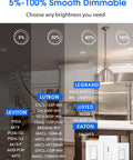 Dimmer settings for 12 Pack 5 To 6 Inch LED Recessed Can Lights, 1100LM Each, 4000K Cool White, in modern kitchen.