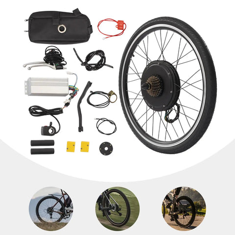 Powerful 48V 1000W 26 Inch E Bike Hub Motor Wheel Kit Rear Wheel With Thumb Throttle And Pedal Assist Sensor components