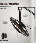 21 Inch Wall Mount Fan With Dimmable LED Light And Remote, 6 Speed Wall Fan With Plug In Cord, adjustable mount detail