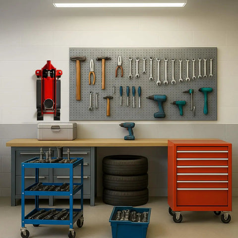 Wall Mount Floor Jack Holder Rack For Enclosed Race Trailer Tools Storage And Organization No Screws Hydraulics Friendly